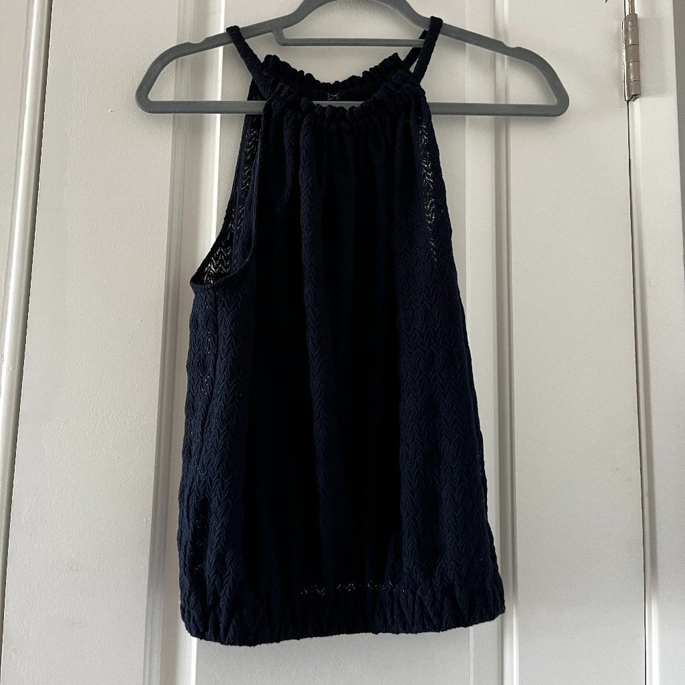 NWT RAMY BROOK Noah Textured Navy Blue Tank Top Size XS